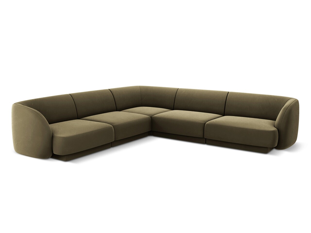 Coltar simetric 5 locuri, Miley, Micadoni Home, BL, 252x252x74 cm, catifea, verde - imagine 6